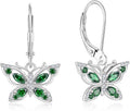 Women's Butterfly Leverback Dangle Earrings 925 Sterling Silver 5A Cubic Zirconia Jewelry for Valentine Mother's Day Birthday Gifts for Her