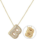 RWQIAN Letter Necklace for Women Bubble, Chunky Initial Alphabet A-Z Pendant Puffy Name Personalized Necklace Dainty Zircon CZ Fashion Jewelry Gifts for Girls Girlfriend