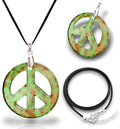 BESHEEK Murano Inspired Peace Sign Blown Glass Lampwork Art Pendant Necklace for Women Handcrafted Artisan Hypoallergenic Italian Style Jewelry
