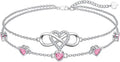 Dorunmo 925 Sterling Silver Infinity Heart Birthstone Anklet Bracelets for Women Best Mother's Day Birthday Jewelry for Wife Girlfriend Mom Her