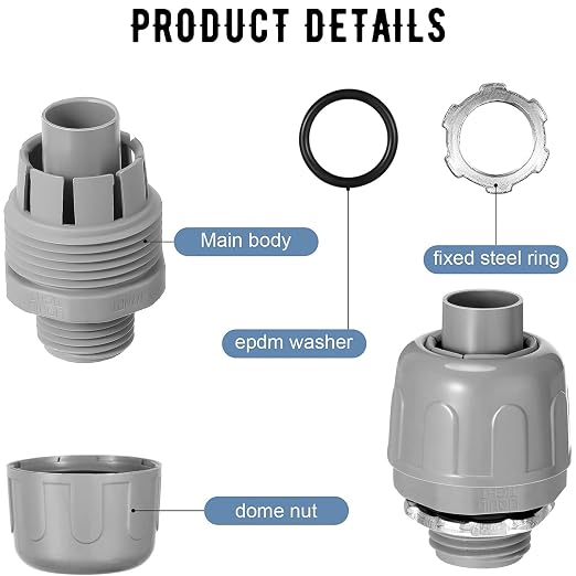 Maitys 50 Pcs 1/2 Inch Liquid Tight Connector Straight 180 Degree | PVC - Image 3