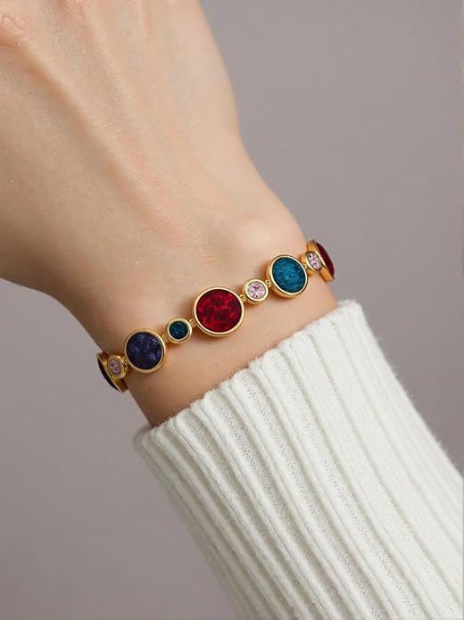 Women's Bracelet Colorful Zircon Geometric Circle Alloy Jewelry Fashion Luxury Gift for Daily Office Wear