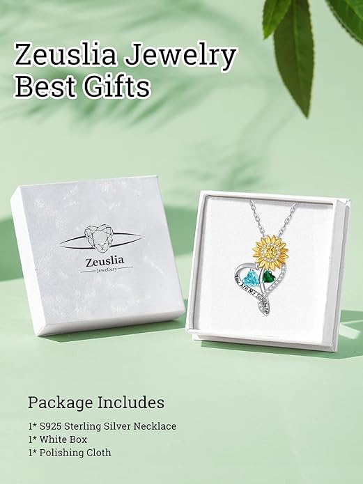 Valentine's Day Gifts for Wife 925 Sterling Silver Double Birthstone Pendant Necklaces I Love You for Always and Forever Necklace Anniversary Birthday Gifts for Wife Girlfriend Mom Her