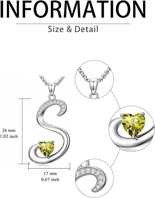 Valentines Day Gifts for Women Alphabet A to Z Initial Birthstone Pendant Necklaces for Women - 18k White Gold Plated Personalized Name Jewelry Valentine Mothers Day Birthday Gifts for Women Her Girlfriend