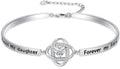 Valentines Day Gifts for Her, 18k White Gold Plated Love Knot Bracelets, Engraved Inspirational and Sentiment Bangle, Anniversary Birthday Jewelry Gift for Lover Wife Girlfriend Sister Friends