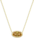 Belacqua Gemstone Necklace in 14K Gold Plated Sterling Silver, Oval Pendant Size 6 * 12mm, 15" Cable Chain with 2" Extender, Spring Ring Clasp, Dainty Birthstone Necklace for Women, Gift Box Included