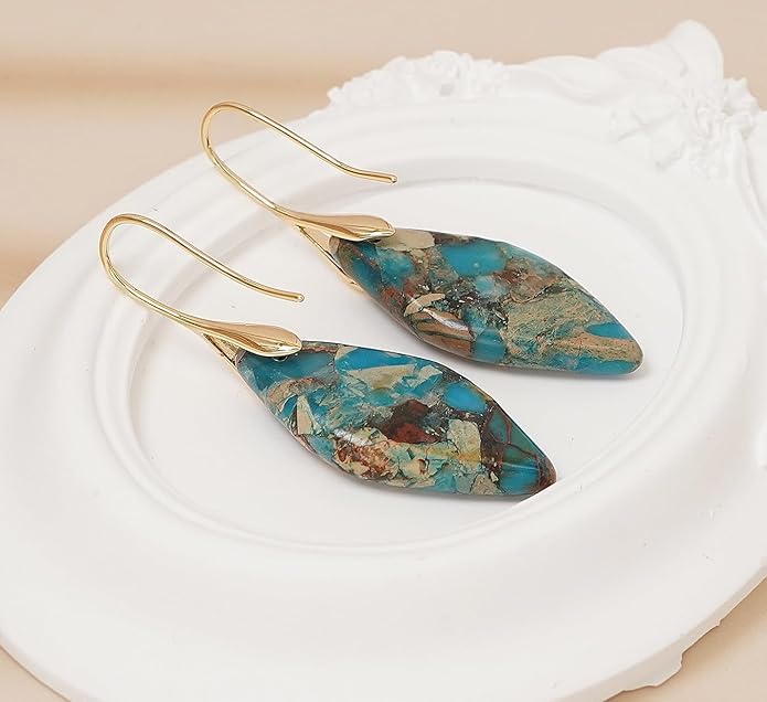 Natural Stone Earrings Multishape Dangle Drop Earrings Boho Stone Earring for Women