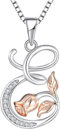 STARCHENIE Initial Necklace for Women Sterling Silver Letters 26 Alphabet Pendant Rose Flower Jewelry Gifts for Family Sisters Friend