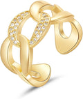 KissYan Gold Rings for Women, 14K Gold Plated Adjustable Statement Irregular Geometric Diamond Twisted Open Stackable Band Chunky Finger Rings Dainty Cubic Zirconia Jewelry Gifts