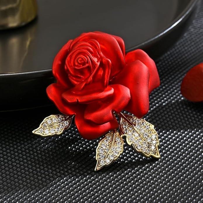 Red Rose Flower Brooches and Pins for Women Costume Jewelry Brooch Pins Broches Jewelry for Women Elegant Lady Pin