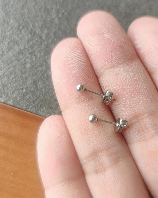 14K Gold Filled Polished Small CZ Pearl Ball Stud Earrings Set for Women Men 20G Surgical Steel Hypoallergenic Piercing Studs for Sensitive Ear, Pack of 6 Pairs