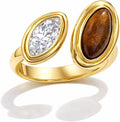 Mchic Adjustable Chunky Rings for Women: Dainty Natural Gemstone Ring Stainless Steel 18K Gold/Silver Plated Band Rings Non Tarnish Waterproof Statement Fashion Jewelry Gift for Women