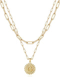 Yoosteel Valentines Gifts for Women Her - Gold Layered Initial Necklaces for Women 14K Gold Plated Dainty Layering Paperclip Link Chain Necklace Coin Initial Necklace Birthday Gifts for Teen Girls