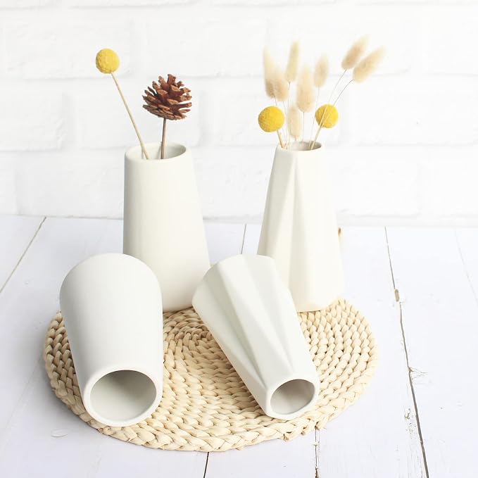 YANLING 6 Pack White Ceramic Vases - Image 7