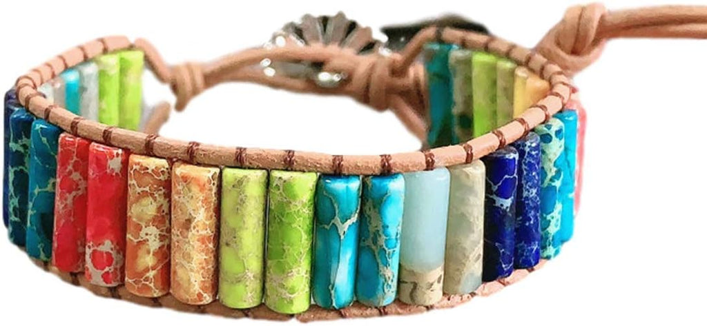 ZOSOJONA 7 Chakra Bracelet Bohemian Handmade Leather Wrap Healing Protection Natural Stone Yoga Beaded Bracelets Boho Friendship Jewelry