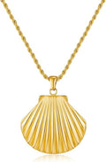WOWORAMA Gold Necklace for Women Boho Spiral Conch Shell Necklace Starfish Necklace Vintage Ocean Sea Shell Choker Pendant Necklace Adjustable Summer Beach Jewelry