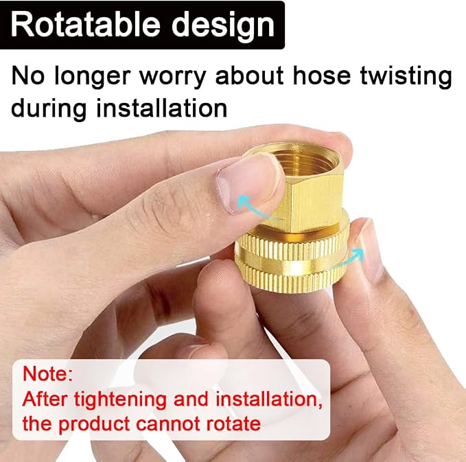 Joywayus 2PCS Brass Swivel Pipe Fitting 3/4" GHT x 3/4" NPT Double Female | - Image 4
