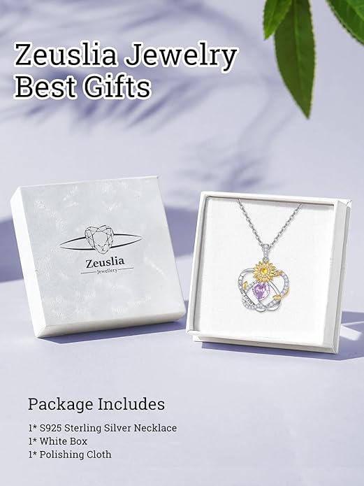 Valentine's Day Gifts for Wife 925 Sterling Silver Double Birthstone Pendant Necklaces I Love You for Always and Forever Necklace Anniversary Birthday Gifts for Wife Girlfriend Mom Her