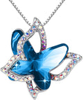 Valentine's Day Gift Butterfly Birthstone Crystal Necklace, Silver Tone with 18”+2” Chain, Necklace for Mother’s Day Anniversary Birthday Gifts for Women and Daughter
