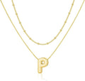 Initial 14K Gold Plated Necklaces for Women, Layered Bubble Letter A-Z Necklace Pendant Choker Necklaces for Women Trendy Monogram Name Necklace Personalized Jewelry for Women