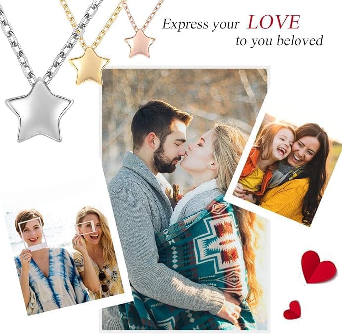 ChicSilver Personalized 925 Sterling Silver Dainty Small Heart/Star/Moon/Dot/Triangle Pendant Necklace for Women, Silver/Gold/Rose Gold/Black (with Gift Box)