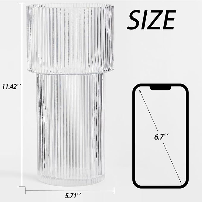 Large Glass Vase, 12 Inches Tall Vase - Image 3