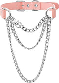 FEOYA Leather Choker Collar For Women Handmade Adjustable Triple-Layer Slip Chain Punk Gothic Chain Collar Necklace