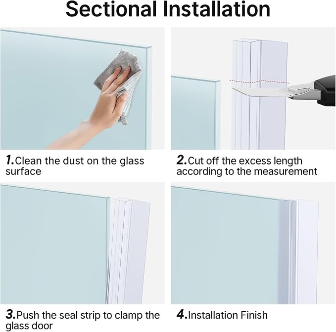 AmazerBath 5 PCS Shower Door Side Seal Strip -15.75 Inches x 5, 5 Sections - Image 3