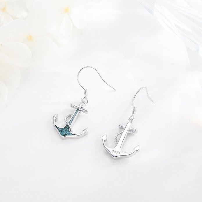 Ocean Earrings 925 Sterling Silver Turquoise Sea Animal Dangle Drop Earrings Beach Themed Jewelry Gifts for Women Girls