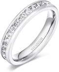 TIGRADE 2.5mm 4mm 5mm 6mm Titanium Ring Cubic Zirconia Engagement Ring Wedding Band Size 3 to 13.5