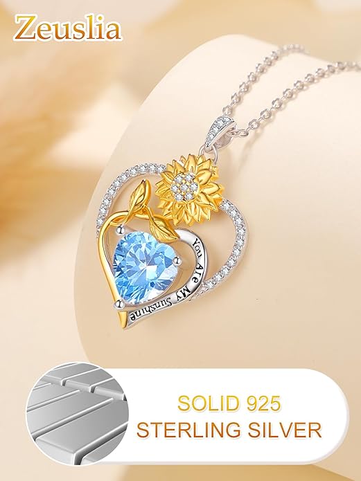 Valentine's Day Gifts for Wife 925 Sterling Silver Double Birthstone Pendant Necklaces I Love You for Always and Forever Necklace Anniversary Birthday Gifts for Wife Girlfriend Mom Her