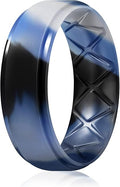 Egnaro Men's Rings 8.5mm Wide-2mm Thick Inner Arc Ergonomic Breathable Rubber Wedding bands-Hypoallergenic for Gym/Outdoor/Gift((1-7 Variety Pack with Half Size)