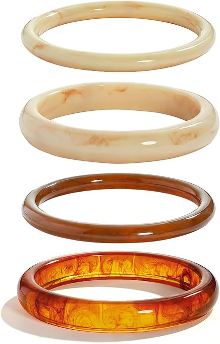 LILIE&WHITE Colorful Acrylic Bangle Bracelets For Women Resin Bangles Chic Vintage Gold Bracelet Chunky Bracelets Jewelry Gift