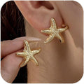 Starfish Stud Earrings for Women Gold Starfish Trendy Drop Dangle Earrings Hypoallergenic Summer Beach Ocean Jewelry