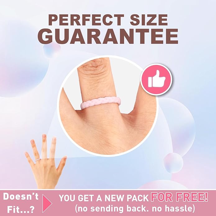 Egnaro Thin Silicone Anniversary Rings:2.5mm Wide - 2mm Thick Woven Design Statement Rubber Wedding bands Women,2-5 Variety Multipack