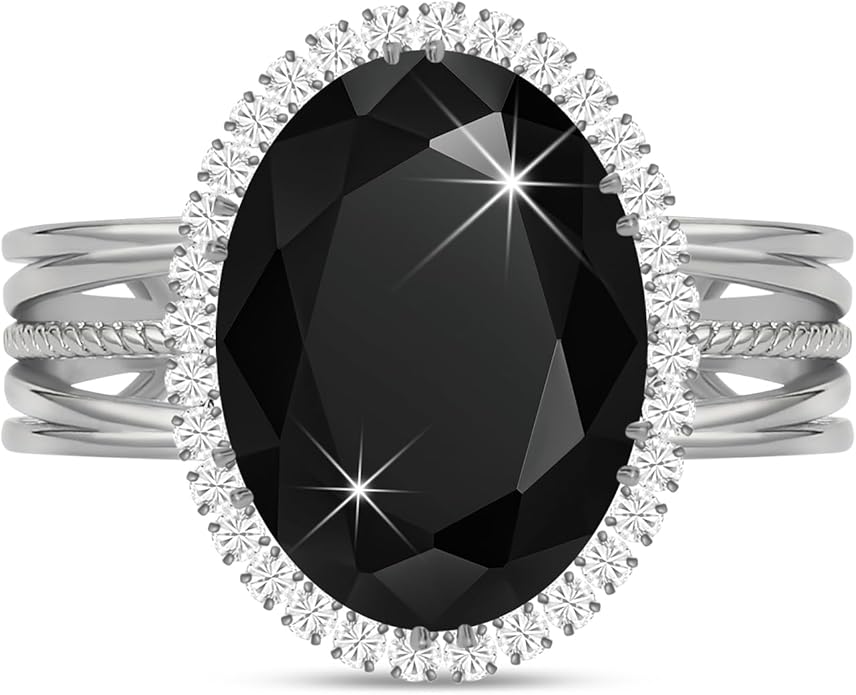 Linawe Birthstone Chunky Adjustable Rings for Women, Gold/Silver/Rose Gold Statement Rings, Imitation Diamond Fake Gemstone Crystal Cocktail Ring, Cubic Zirconia Costume Jewelry