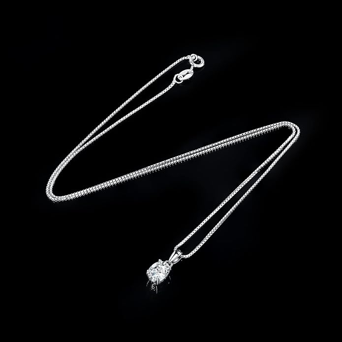 JewelryPalace Oval Cut 1ct 2ct Cubic Zirconia Solitaire Pendant Necklace for Women, 925 Sterling Silver Necklaces for Her, Classic Simulated Diamond Jewelry Set Gift, 18 Inches Chain