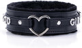 Leather Heart O-ring Collar Necklace for Women, Adjustable Gothic Punk Collar with Letters Soft Furry Choker Jewelry