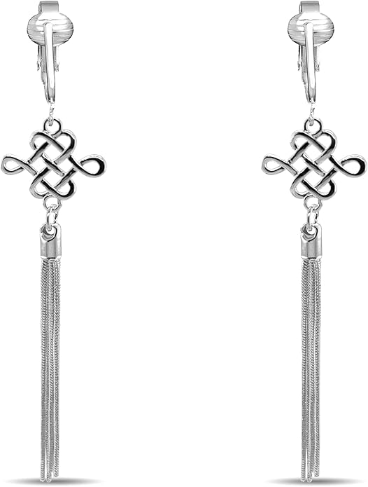 Silver Clip On Earrings For Women, They Look Pierced, Don't Pinch & Won't Fall Off, Hypoallergenic & Lightweight