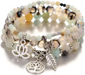 UEUC Tree of Life Yoga Healing Stone Bracelets,Multilayer Lotus Chakra Stone Reiki Bracelet Sets,Anxiety Crystal Natural Stone,for Women Stress Relief