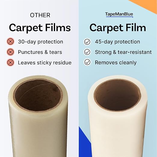TapeManBlue Carpet Protection Film, 36 inch x 500 Foot roll, Self Adhesive - Image 4