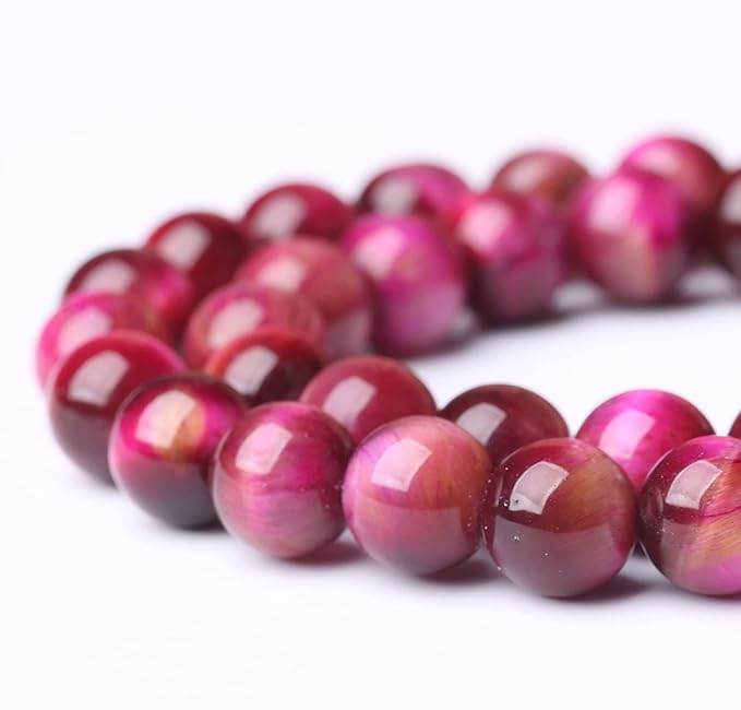 Natural Rose Red Tiger Eye Beads for Jewelry Making Round Loose Stone Beads Semi-Precious DIY Bracelet Necklace 10mm