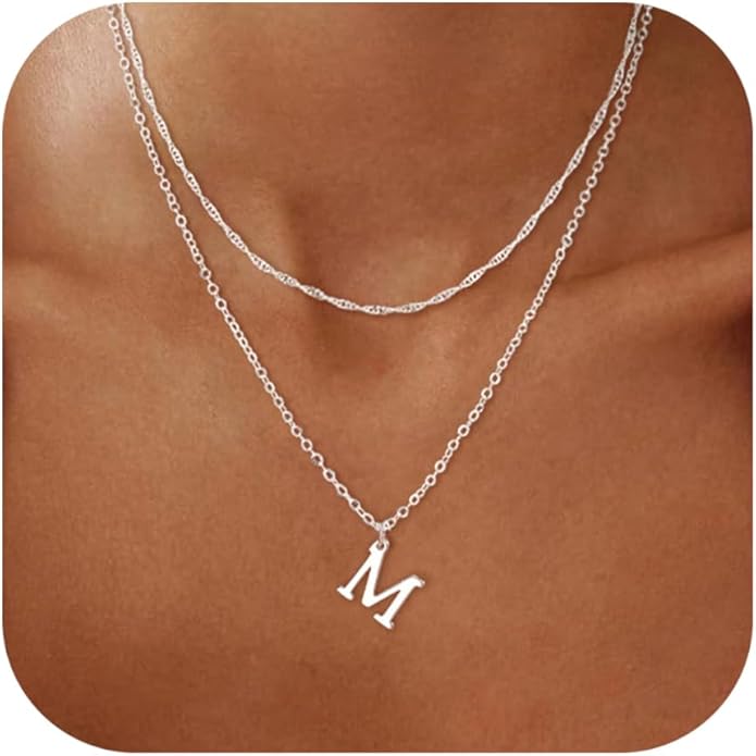 14K Gold Plated Initial Necklaces for Women Dainty Layered Letter Pendant Necklace Cute Choker Necklace Gift Trendy Stuff Personalized Jewelry Stack for Women Her