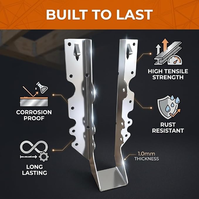 25 Pack 2x10 Joist Hangers, 18 Gauge Galvanized Face Mount | Wood connectors - Image 4