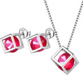 Aurora Tears Birthstone Necklace/Earring 925 Sterling Silver Women Cross/3D Cube/Cresent Moon Birth Stone Jewelry Mens Birthday Gift Anniversary Present