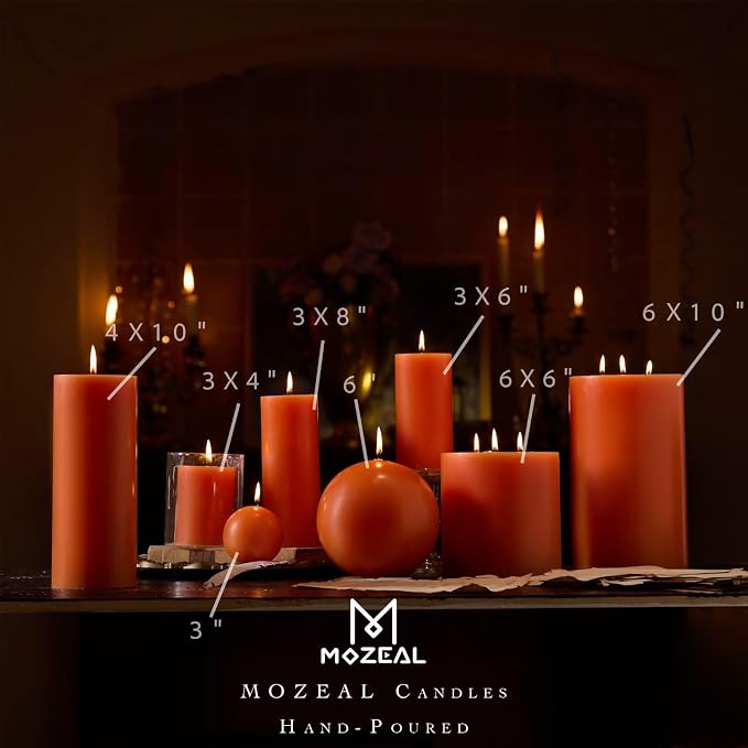 MOZEAL 3" x 6" Hand-Poured Unscented Candle, Dripless Pillar Candle Set of 3 - Image 3