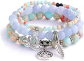 UEUC Tree of Life Yoga Healing Stone Bracelets,Multilayer Lotus Chakra Stone Reiki Bracelet Sets,Anxiety Crystal Natural Stone,for Women Stress Relief