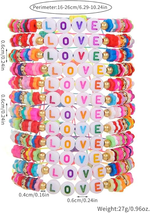 Friendship Bracelets Boho Stackable Bracelets for Women Surfer Heishi Clay Bead Bracelets Stretch Preppy Bracelets Colorful Boho Bracelets for Women