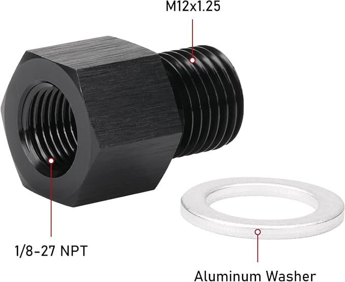 M12x1.25 Male Metric to 1/8 NPT Female Oil Pressure Sensor Adapter Fitting - Image 2