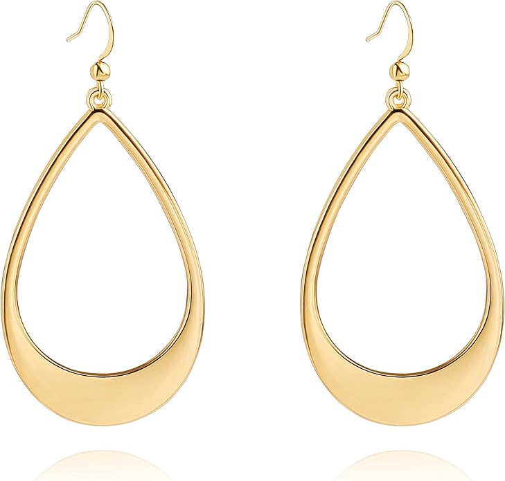 SOFYBJA Dainty 18K Gold Plated Disc Ball Triangle Sunburst Drop Earrings Long Dangle Lightweight Handmade Earrings Jewelry
